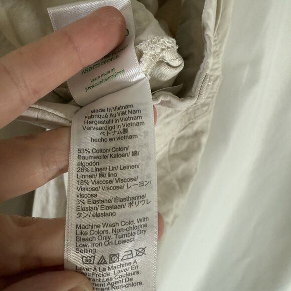 J. Crew Pants Women's 27 Beige Cotton Linen Blend Mid Rise Button Zip - Picture 5 of 8